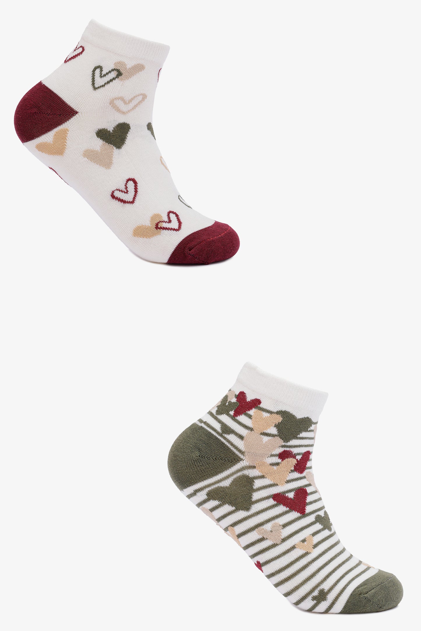 Heart Print Socks - 2 Pairs