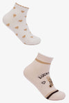 Printed High Ankle Socks - 2 Pairs