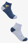 Printed High Ankle Socks - 2 Pairs