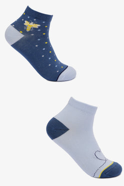 Printed High Ankle Socks - 2 Pairs