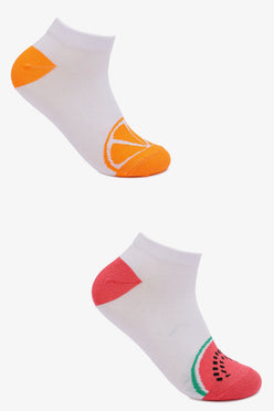 Fruity High Ankle Socks - 2 Pairs
