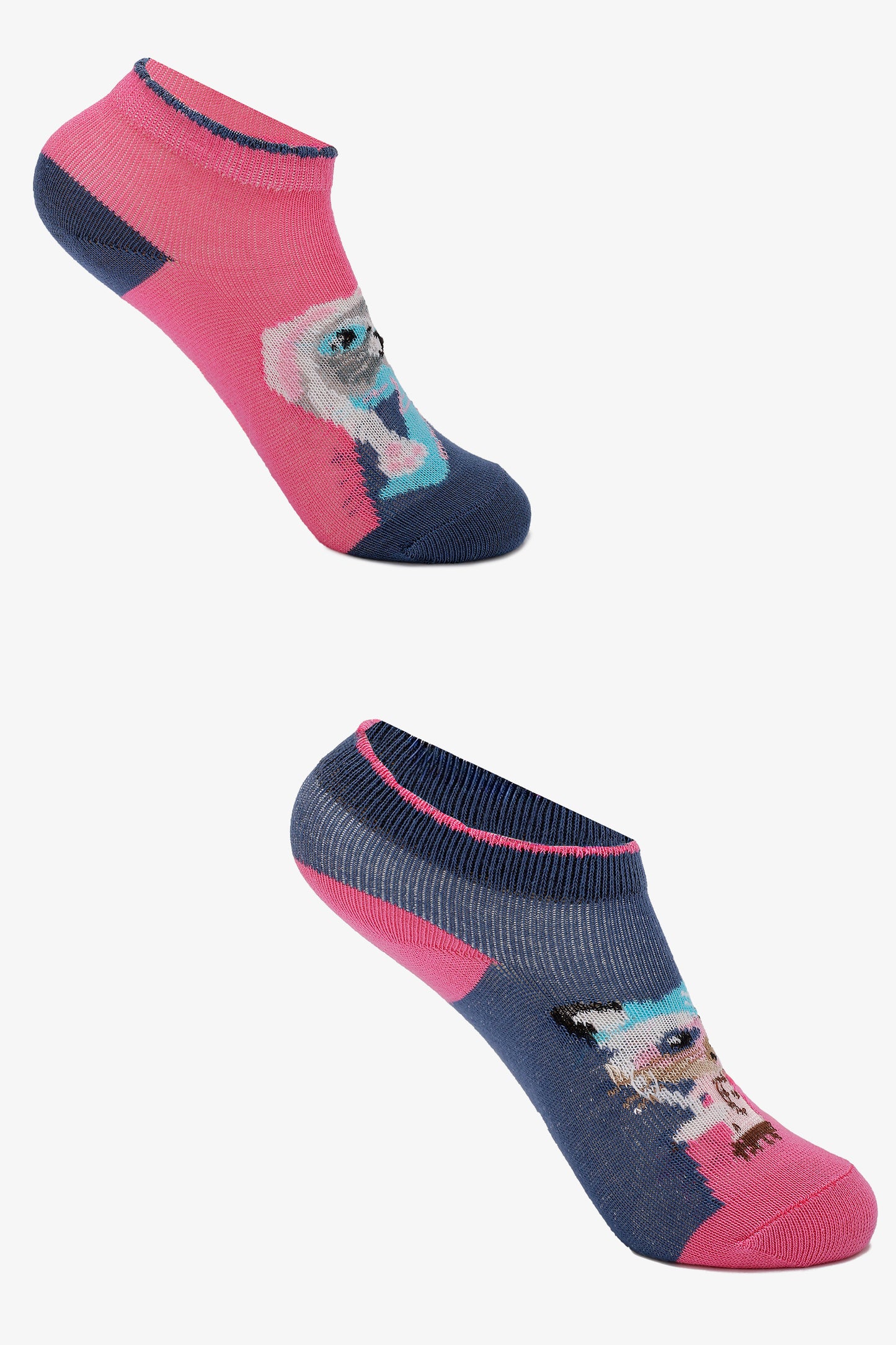 Girly Cat Print Socks - 2 Pairs