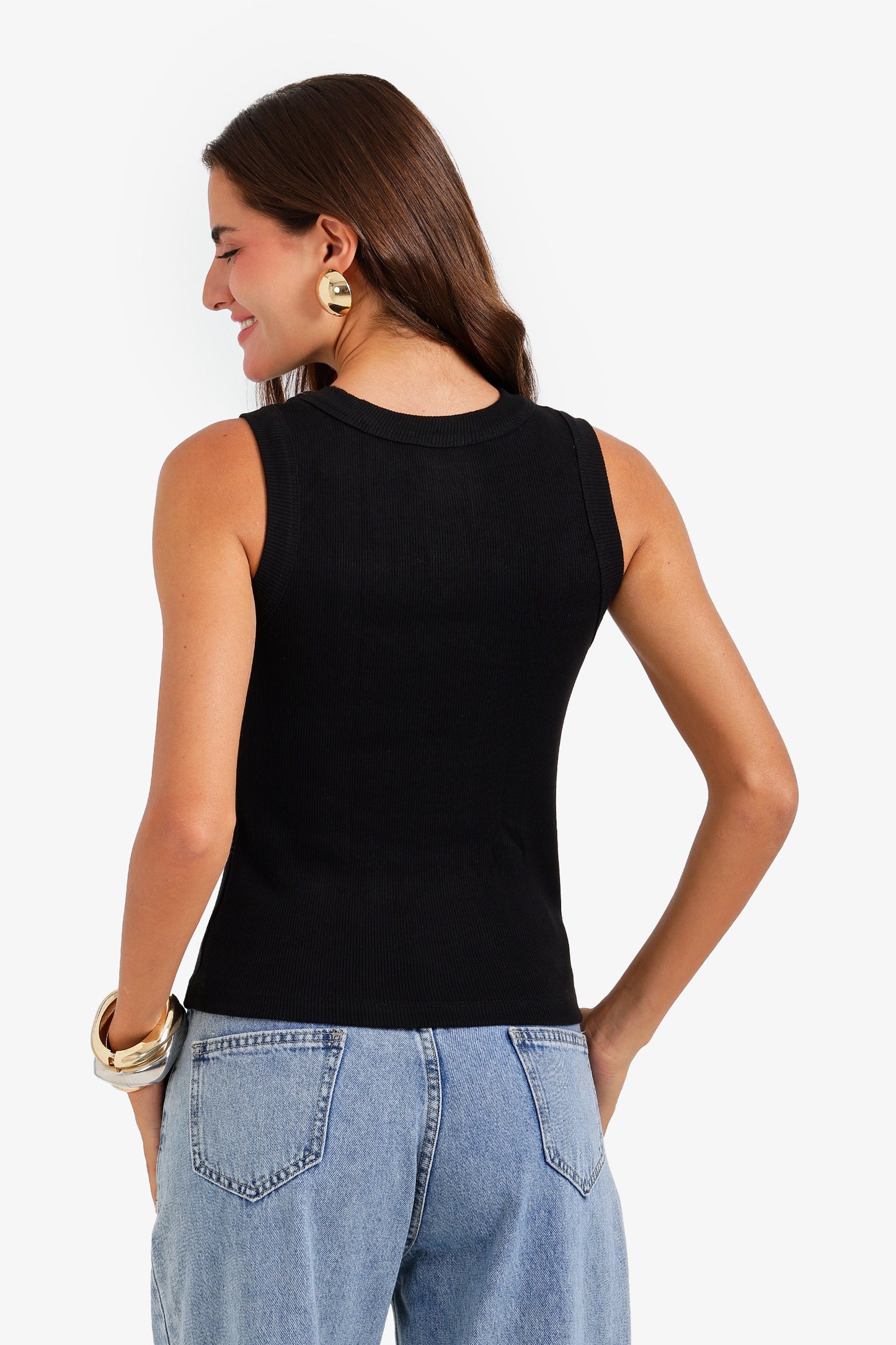 Ribbed Crew Neck Top