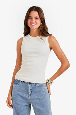 Ribbed Crew Neck Top