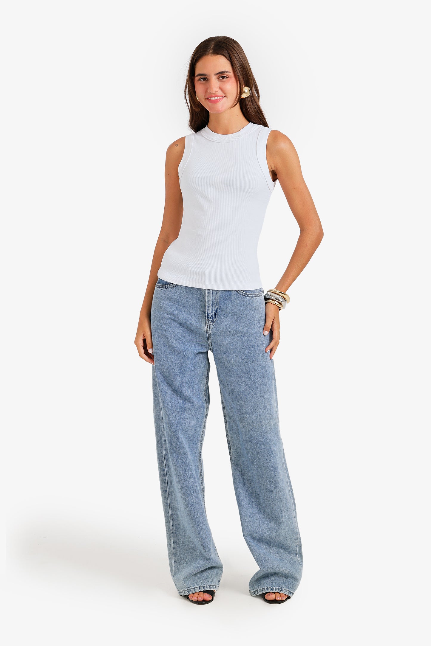 Ribbed Crew Neck Top