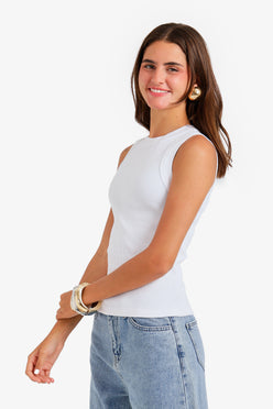 Ribbed Crew Neck Top