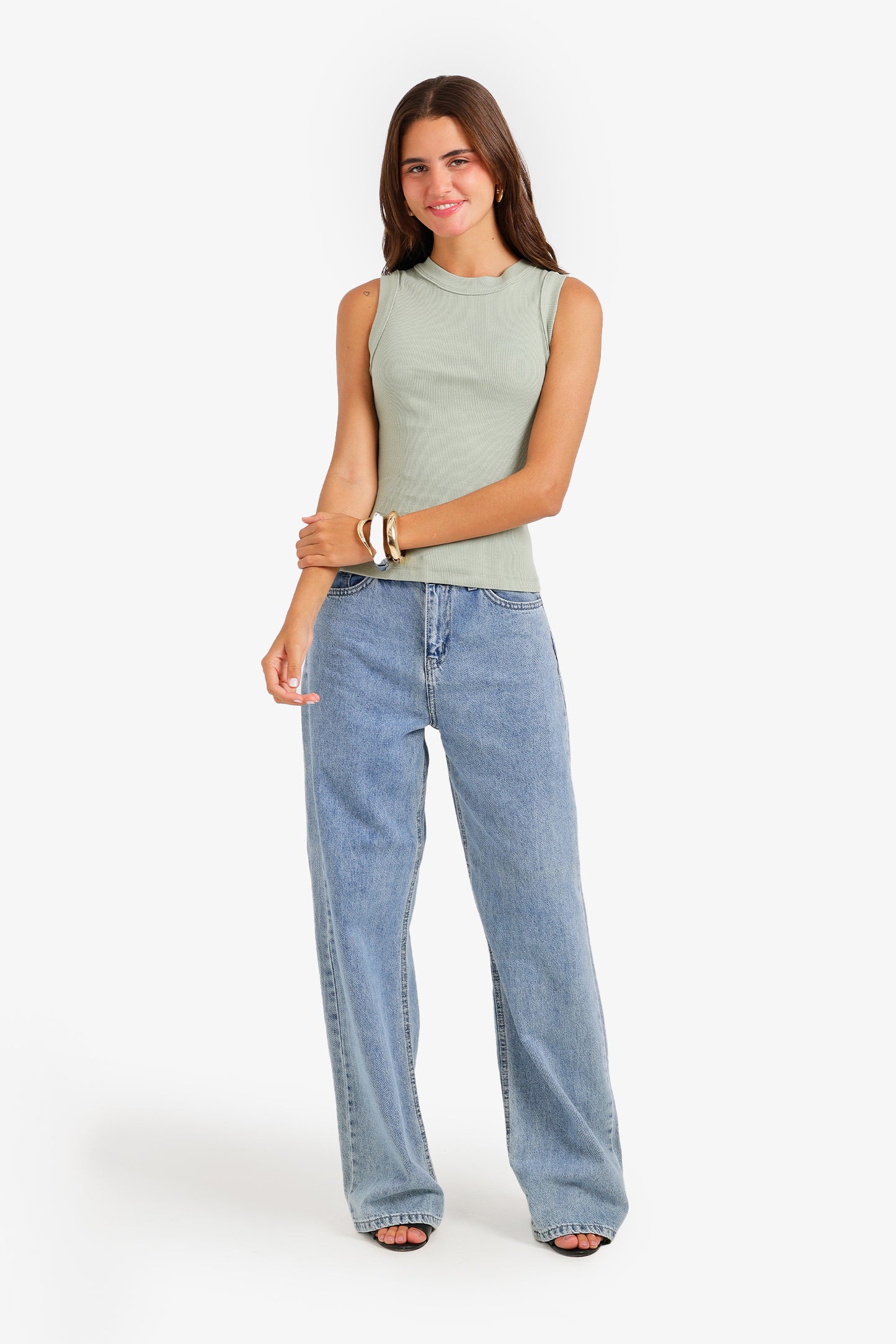 Ribbed Crew Neck Top