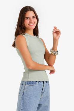 Ribbed Crew Neck Top