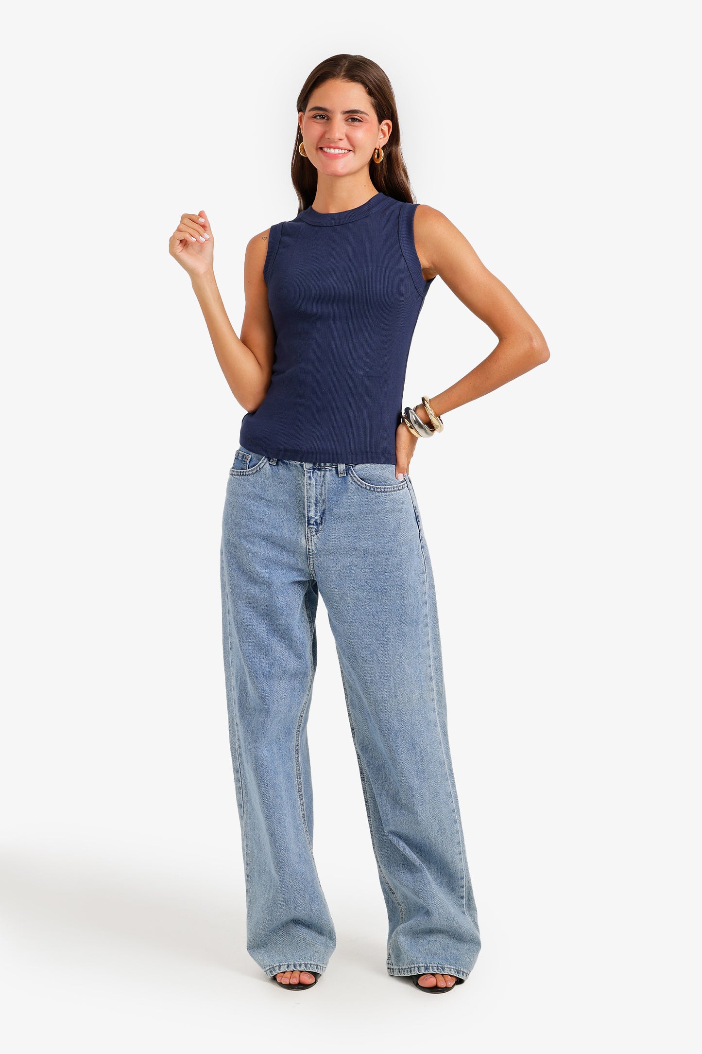 Ribbed Crew Neck Top