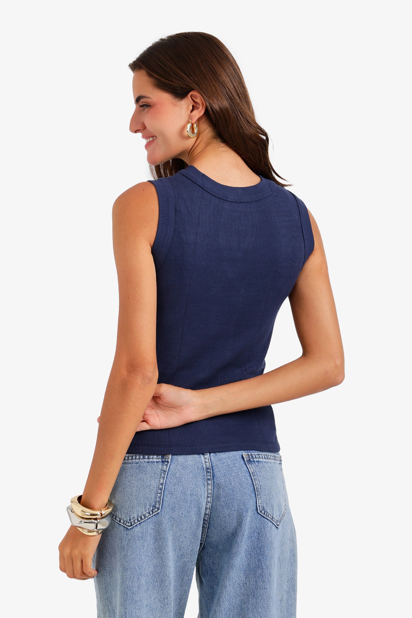 Ribbed Crew Neck Top