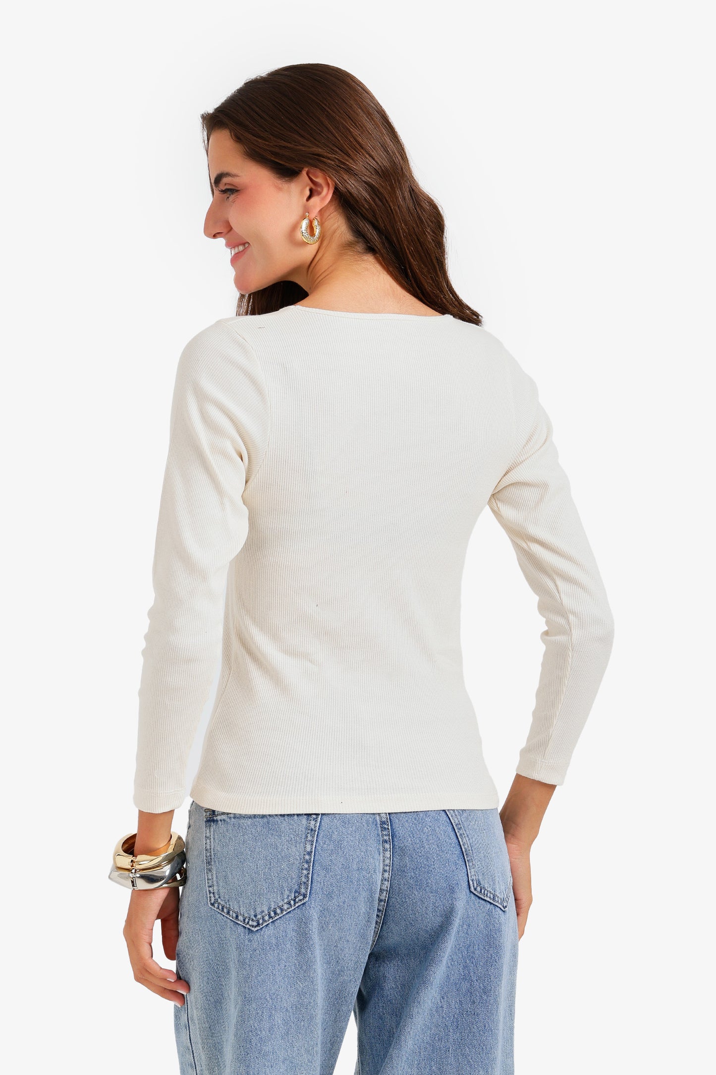 Long Sleeves Ribbed Top