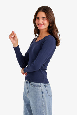 Long Sleeves Ribbed Top
