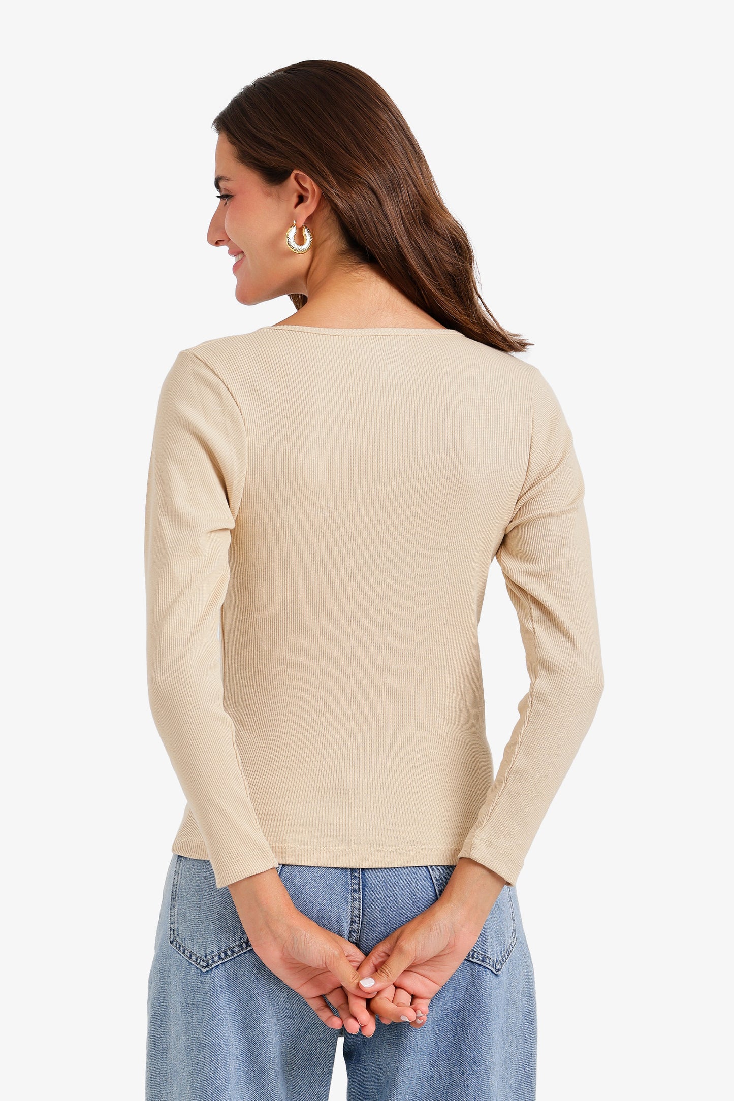 Long Sleeves Ribbed Top