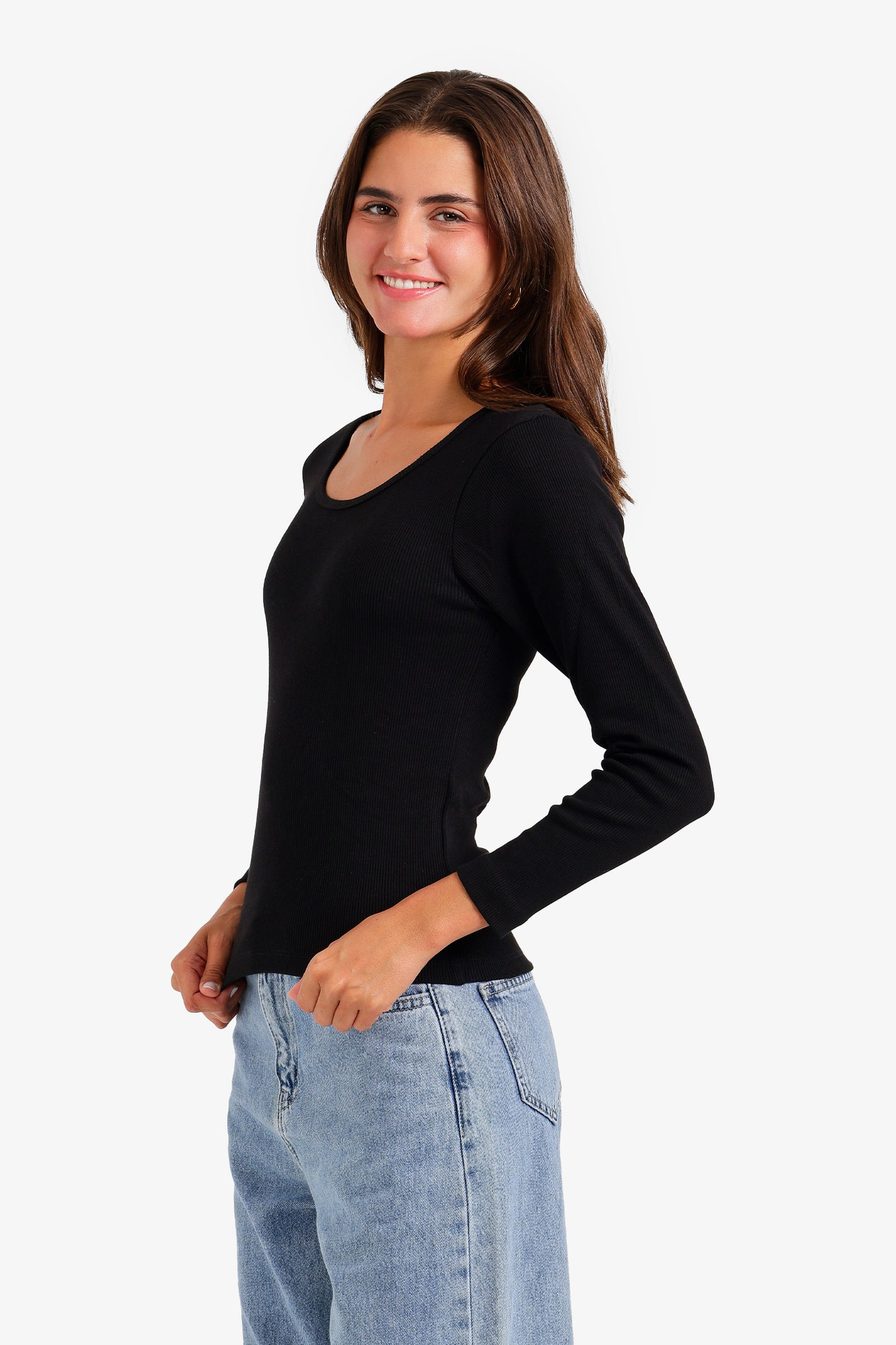 Long Sleeves Ribbed Top