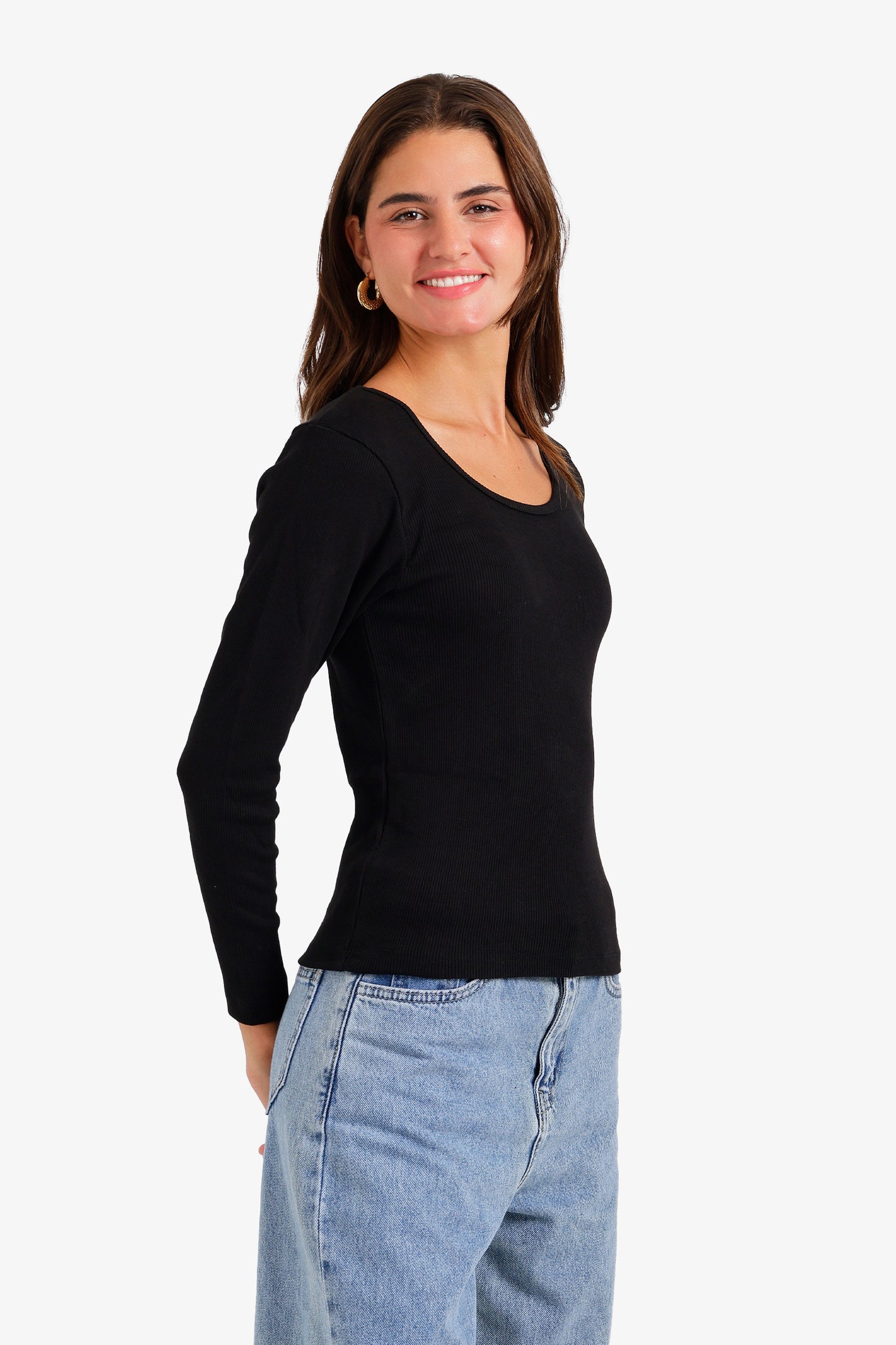 Long Sleeves Ribbed Top