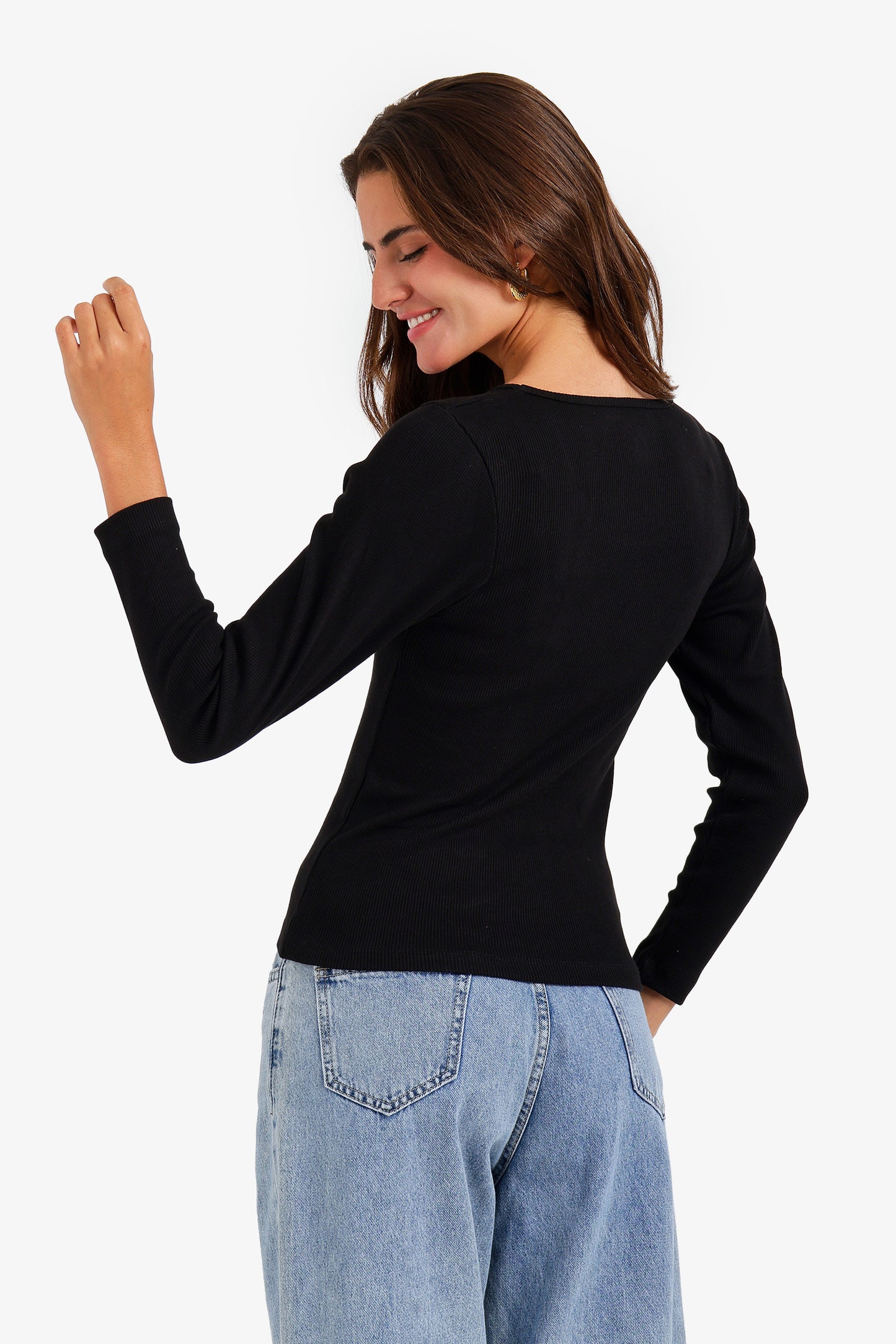 Long Sleeves Ribbed Top
