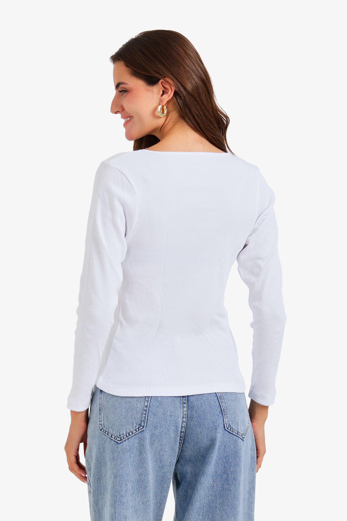 Long Sleeves Ribbed Top