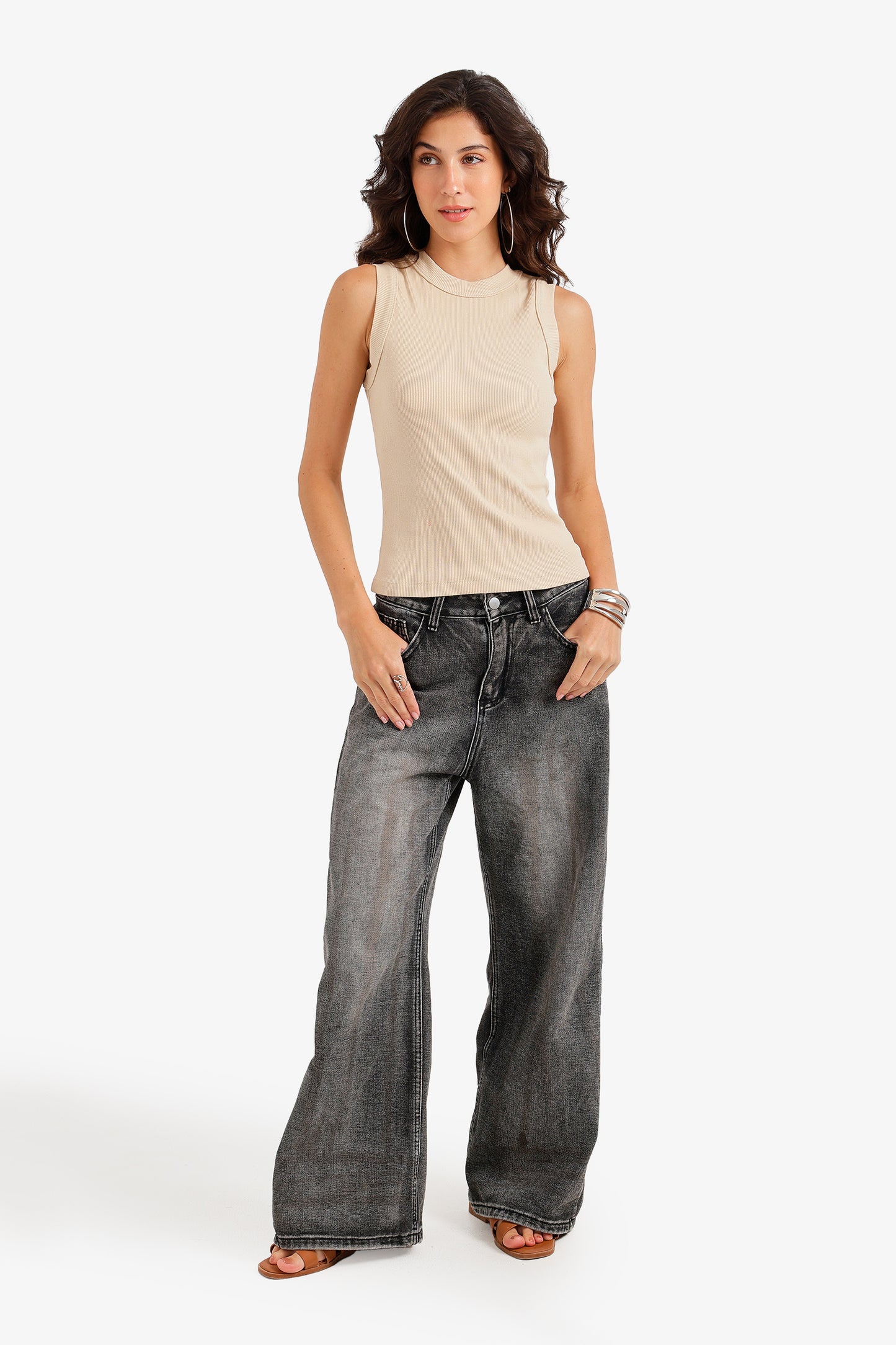 Ribbed Crew Neck Top