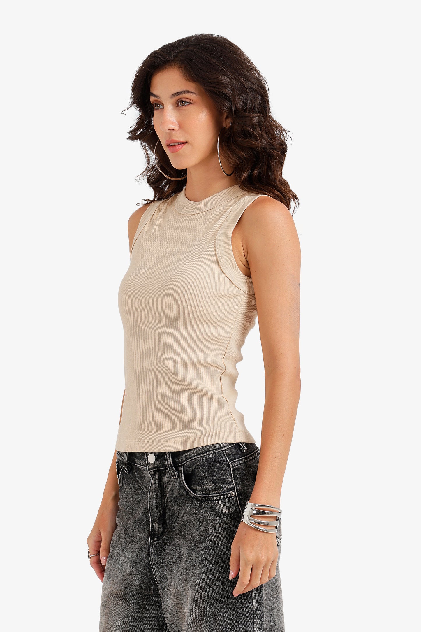 Ribbed Crew Neck Top