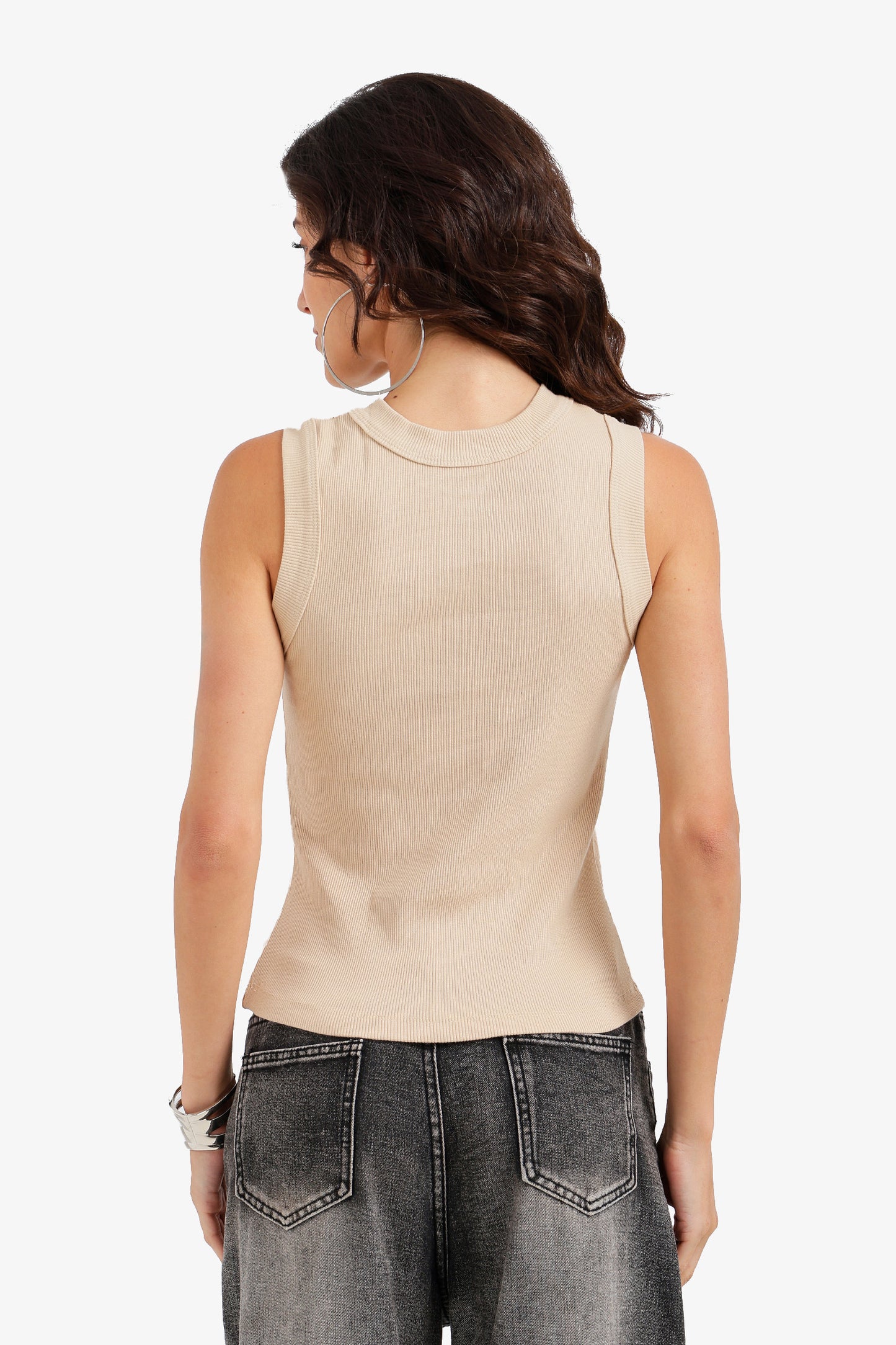 Ribbed Crew Neck Top