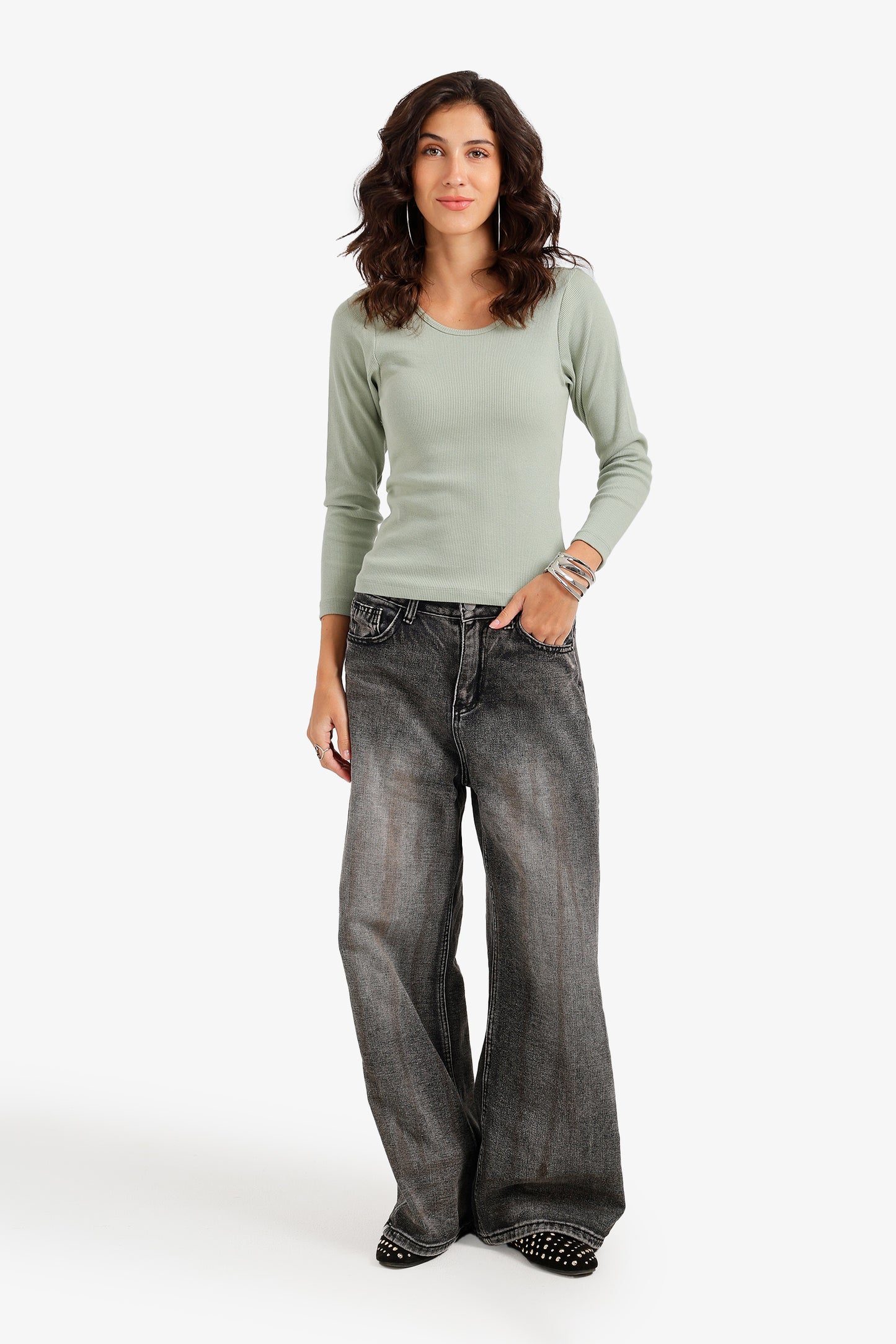 Long Sleeves Ribbed Top
