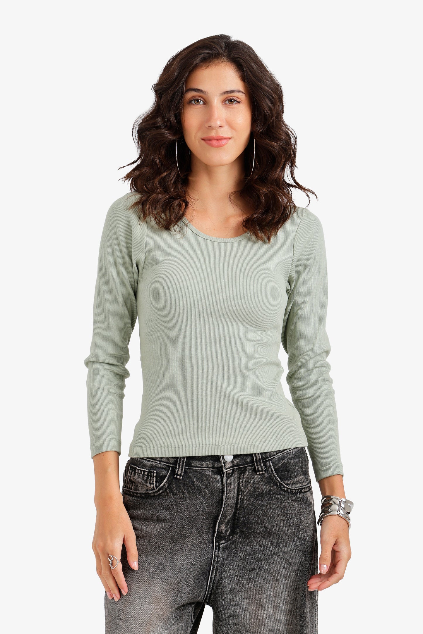 Long Sleeves Ribbed Top