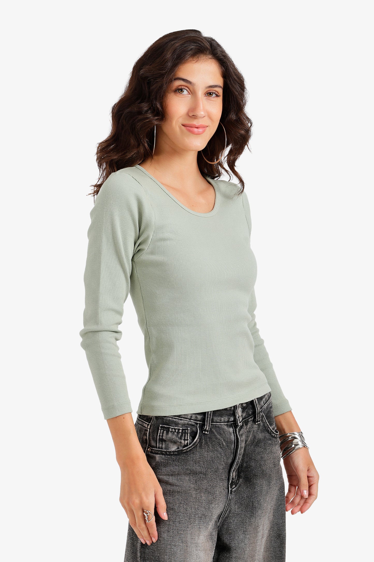 Long Sleeves Ribbed Top