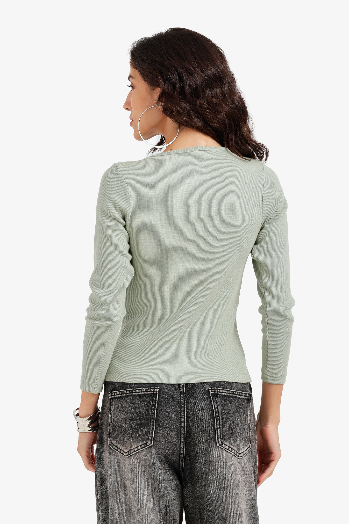 Long Sleeves Ribbed Top
