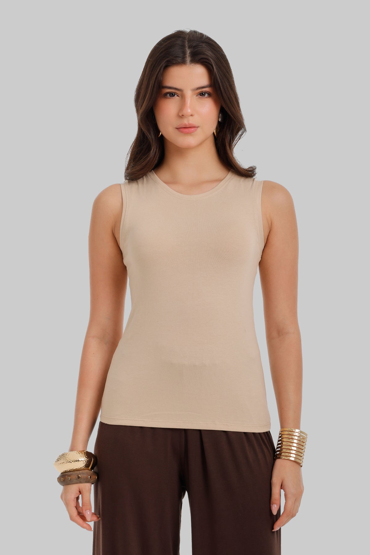 Round Neck Sleeveless Top