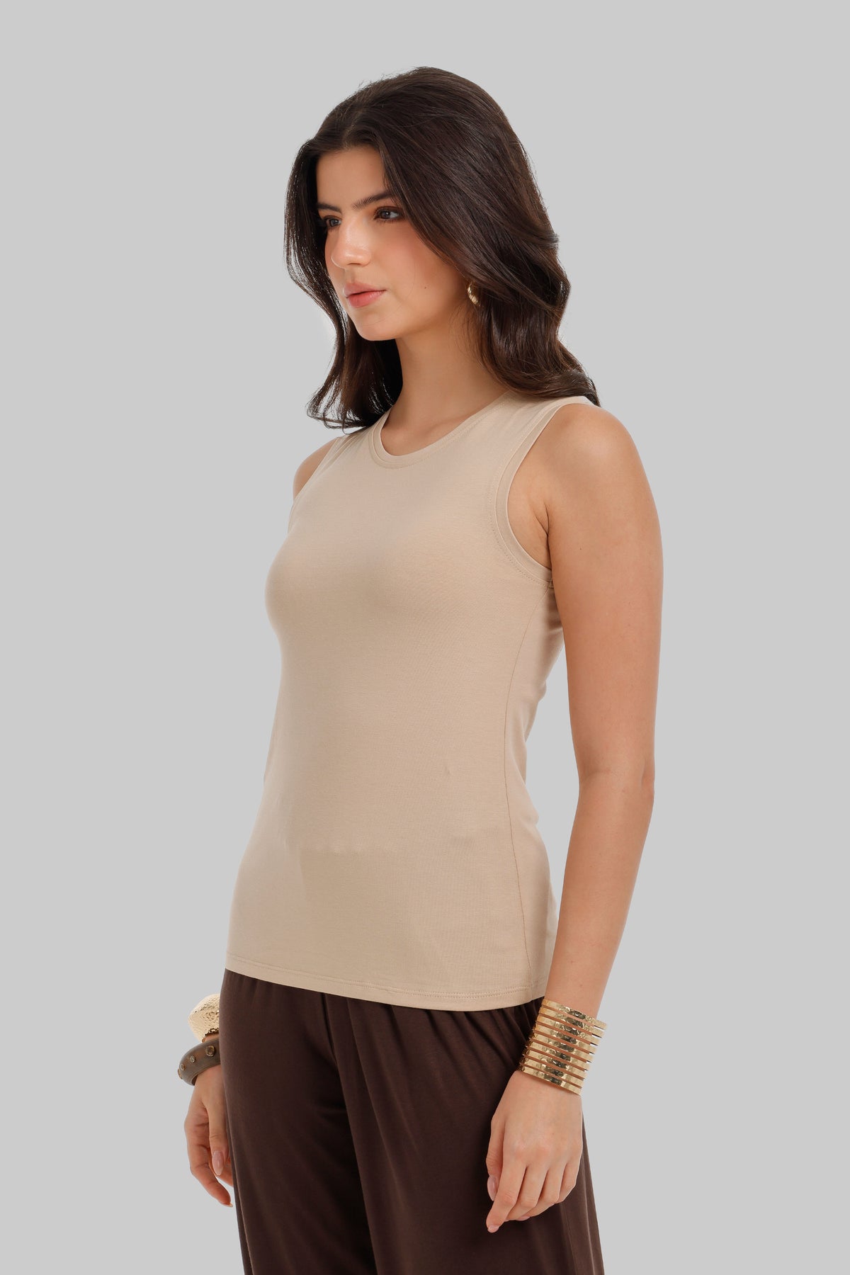 Round Neck Sleeveless Top