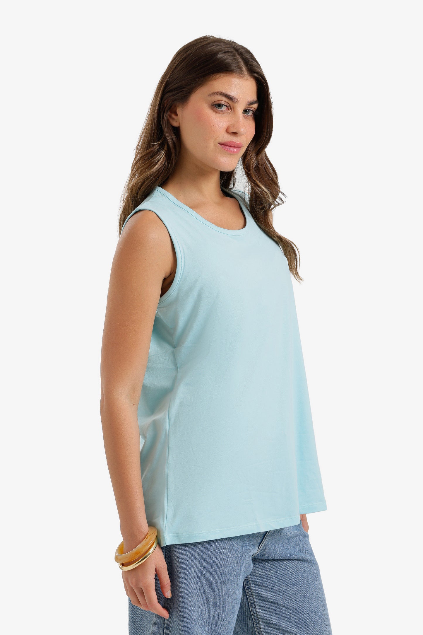 Sleeveless Crew Neck Top