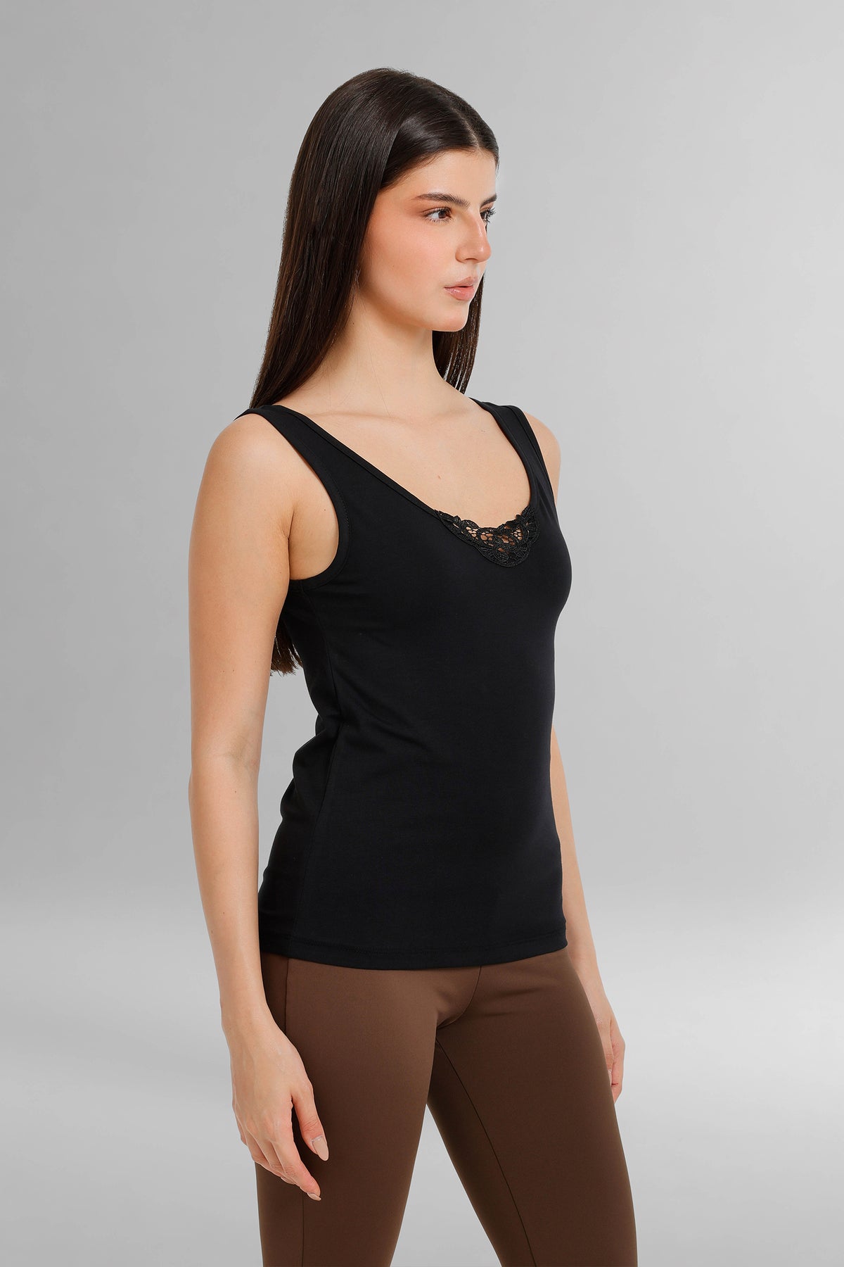 Lace Trimmed Tank Top