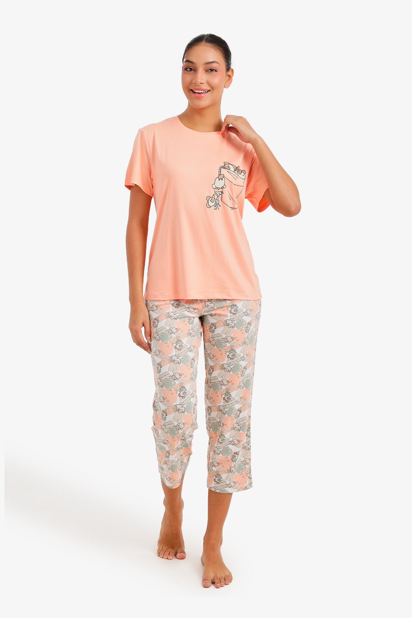 Graphic Capri Pyjama Set