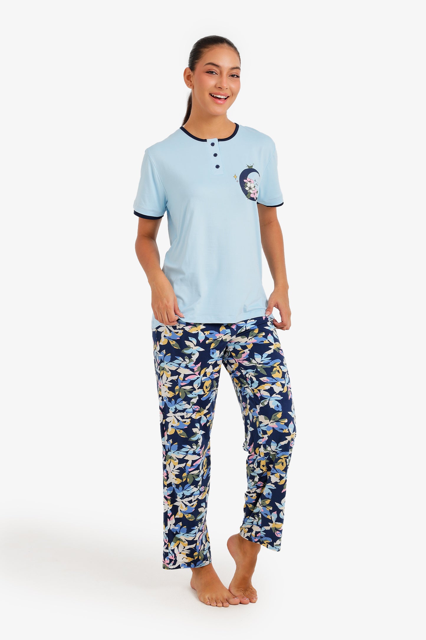 Floral Henley Pyjama Set
