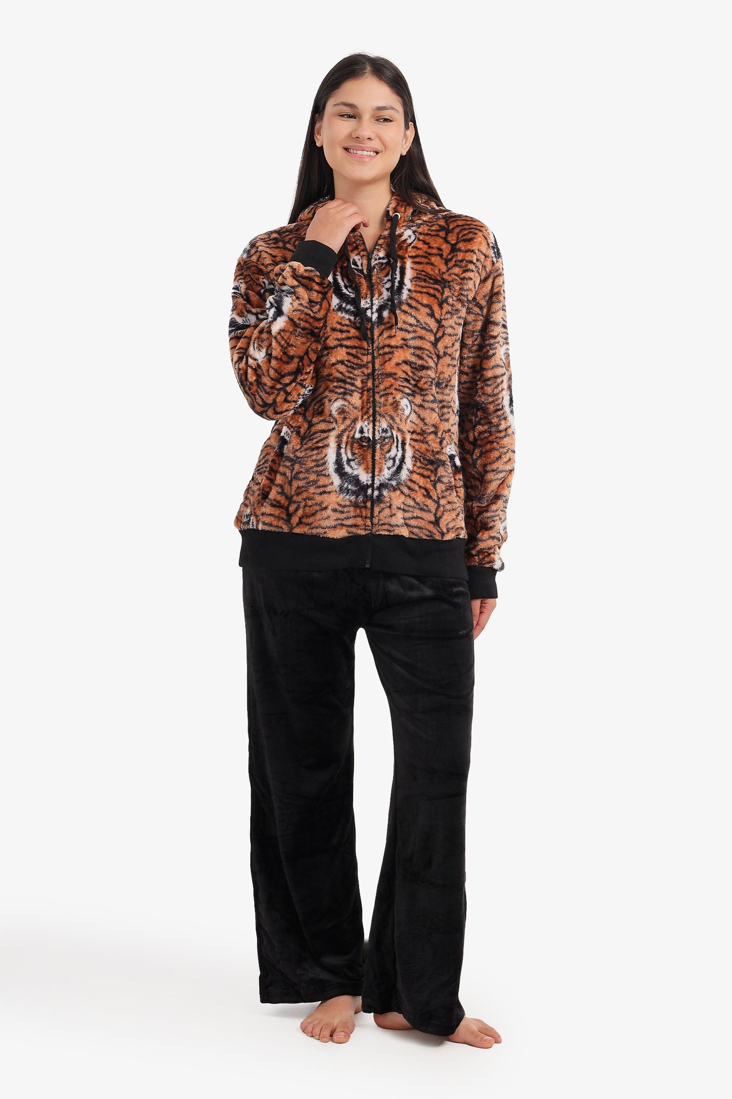Tiger Print Velvet Pyjama Set