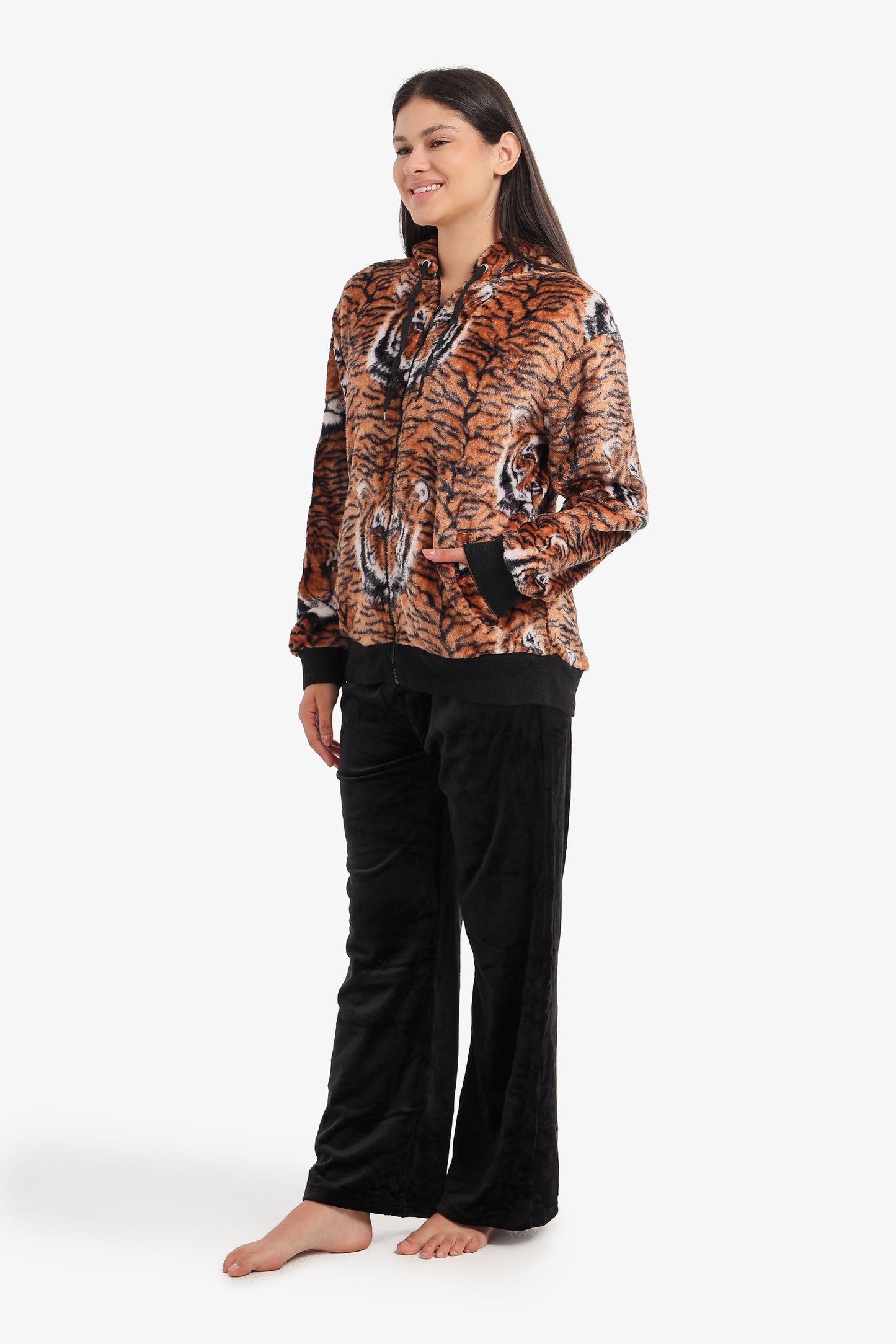 Tiger Print Velvet Pyjama Set