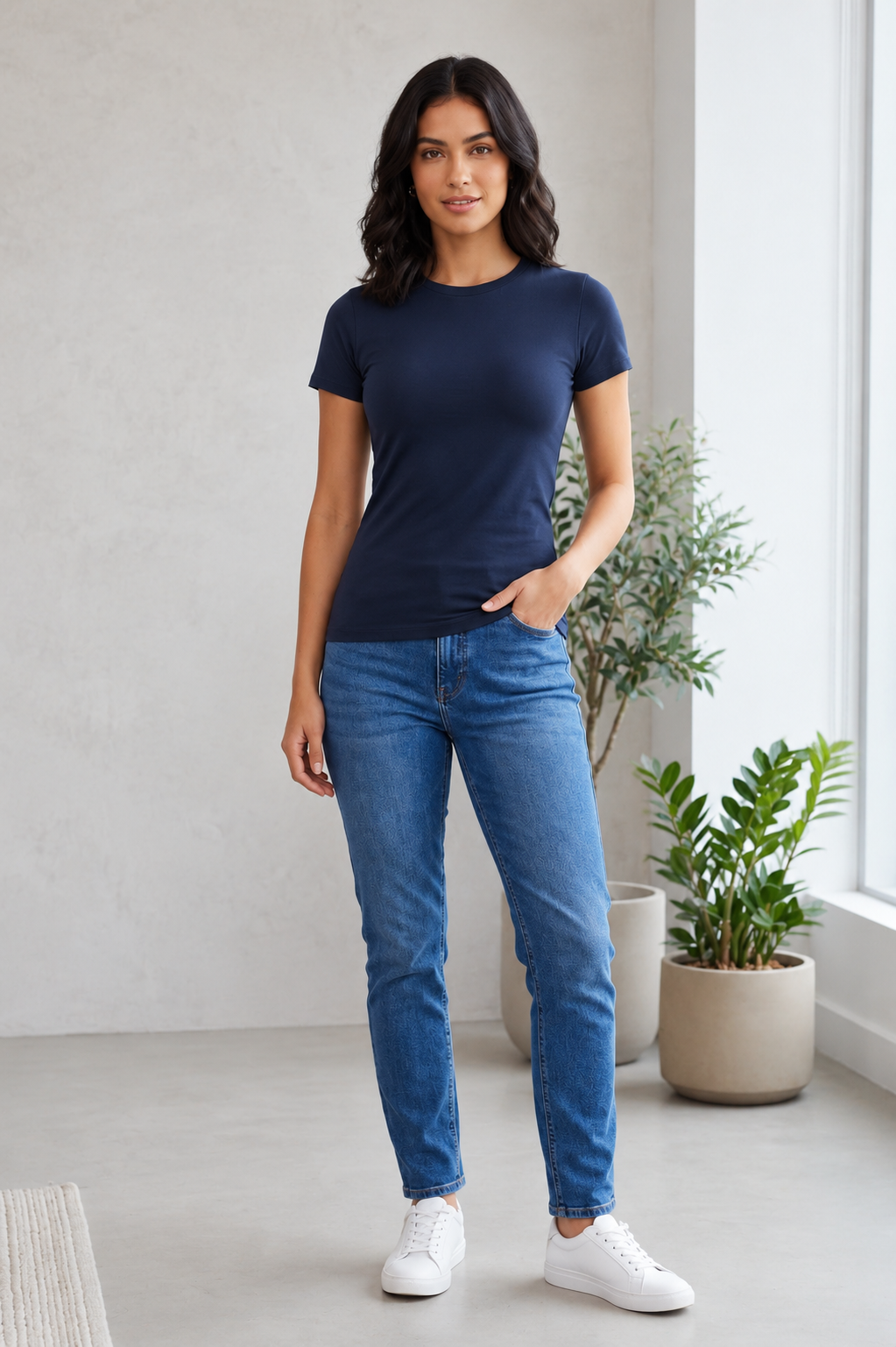 Round Neck Slim Top