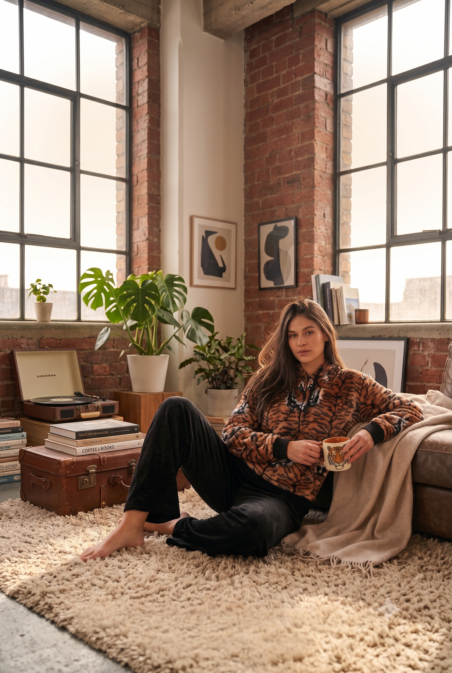 Tiger Print Velvet Pyjama Set