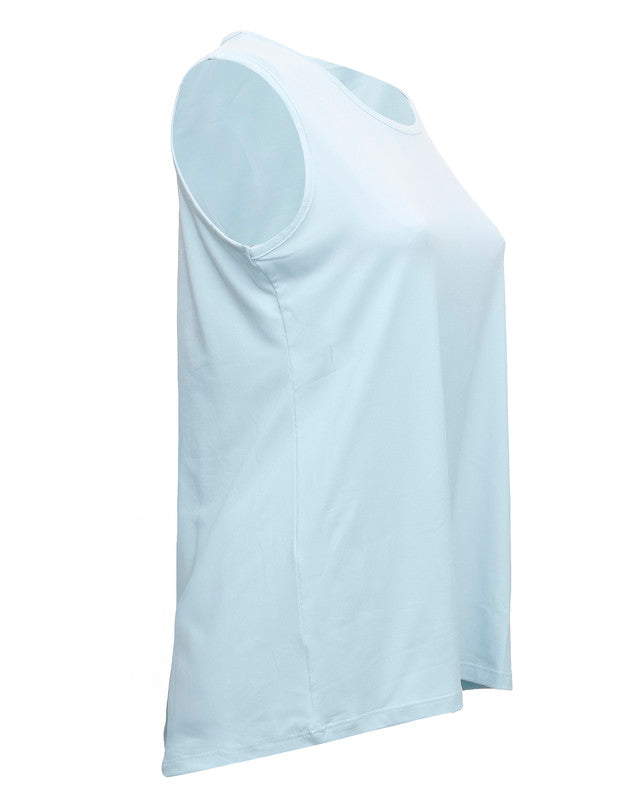 توب بياقة دائرية بدون أكمام