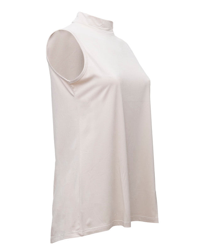 توب بياقة عالية بدون أكمام