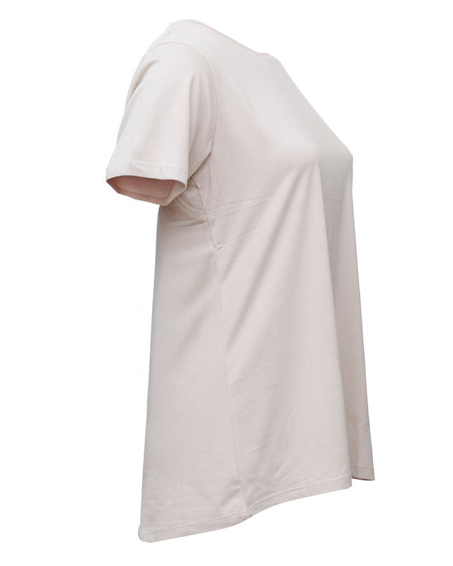 توب بياقة دائرية بأكمام قصيرة