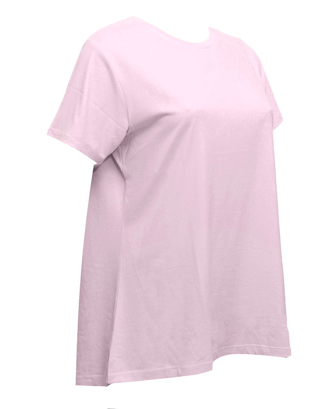 توب بياقة دائرية بأكمام قصيرة