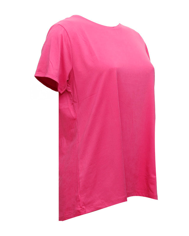 توب بياقة دائرية بأكمام قصيرة