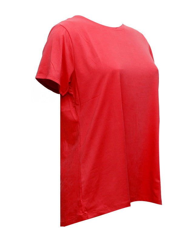 توب بياقة دائرية بأكمام قصيرة