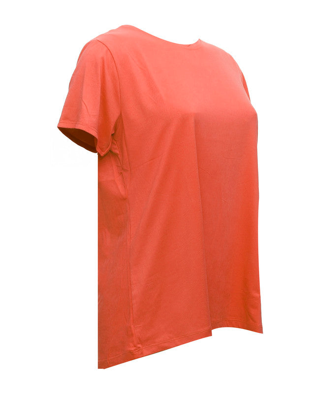 توب بياقة دائرية بأكمام قصيرة