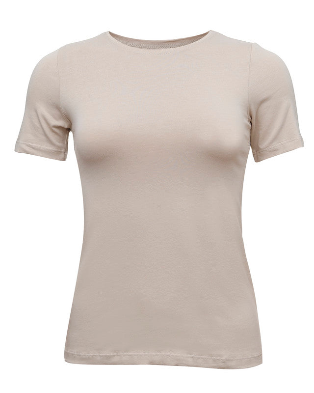 توب بياقة دائرية بقصة ضيقة