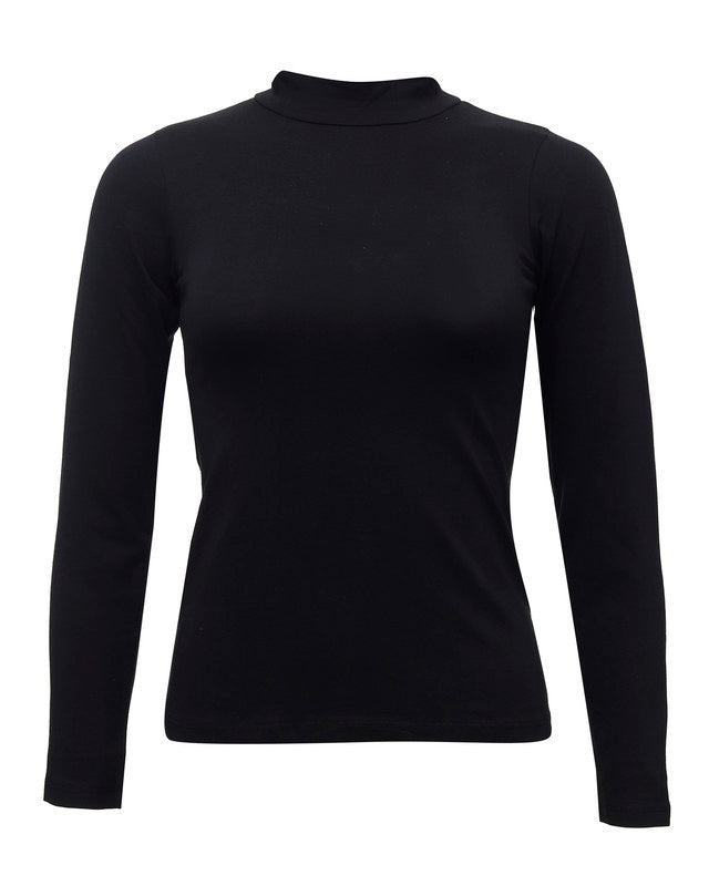 توب بياقة عالية بقصة ضيقة