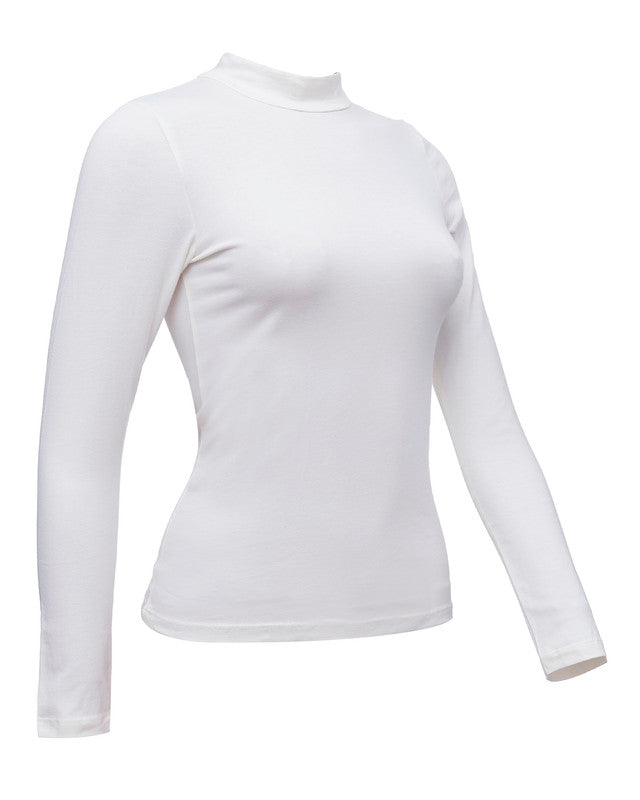 توب بياقة عالية بقصة ضيقة