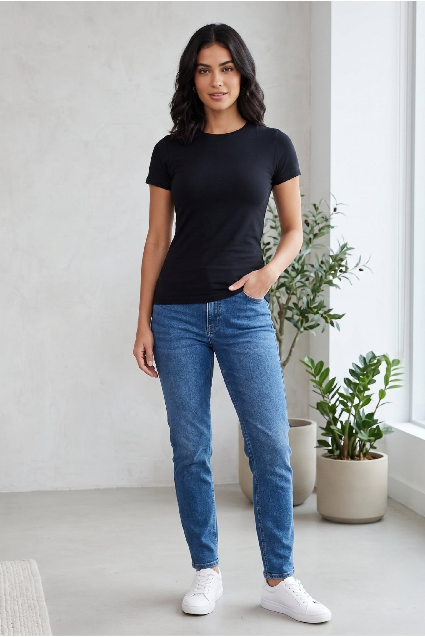 Round Neck Slim Top